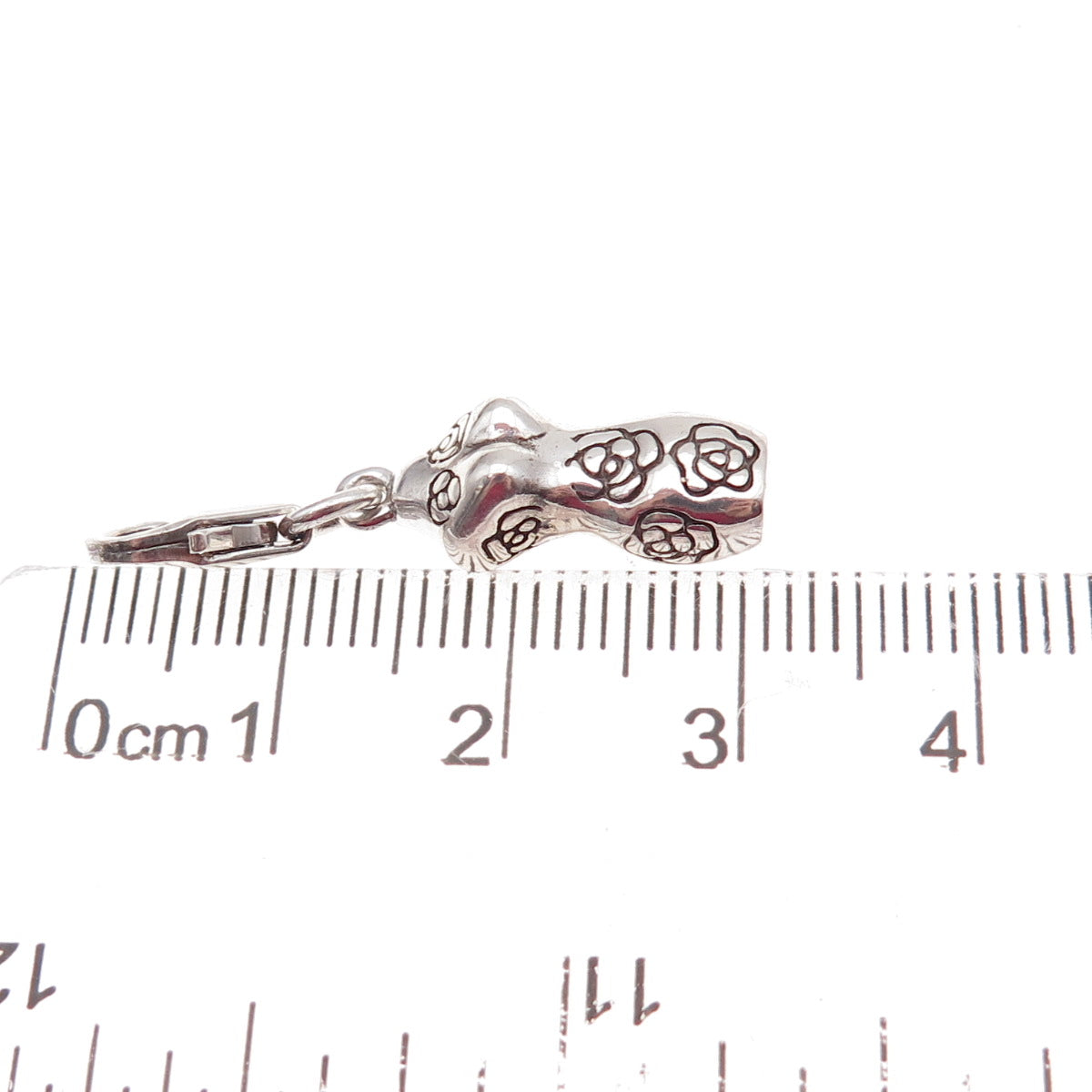 925 Sterling Silver Vintage Mannequin Rose Floral Lobster Lock Charm Pendant