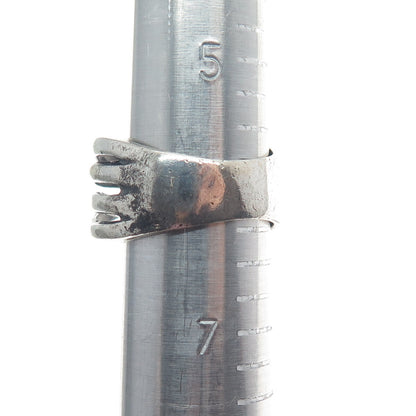 CHAPAL ZENRAY 925 Sterling Silver Vintage Interlocked Oxidized Ring Size 6