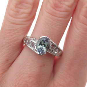 Chuck Clemency 925 Sterling Silver Real Iolite & White Topaz Ring Size 8.25