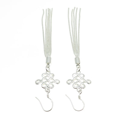 925 Sterling Silver Celtic Knot Tassel Dangle Earrings