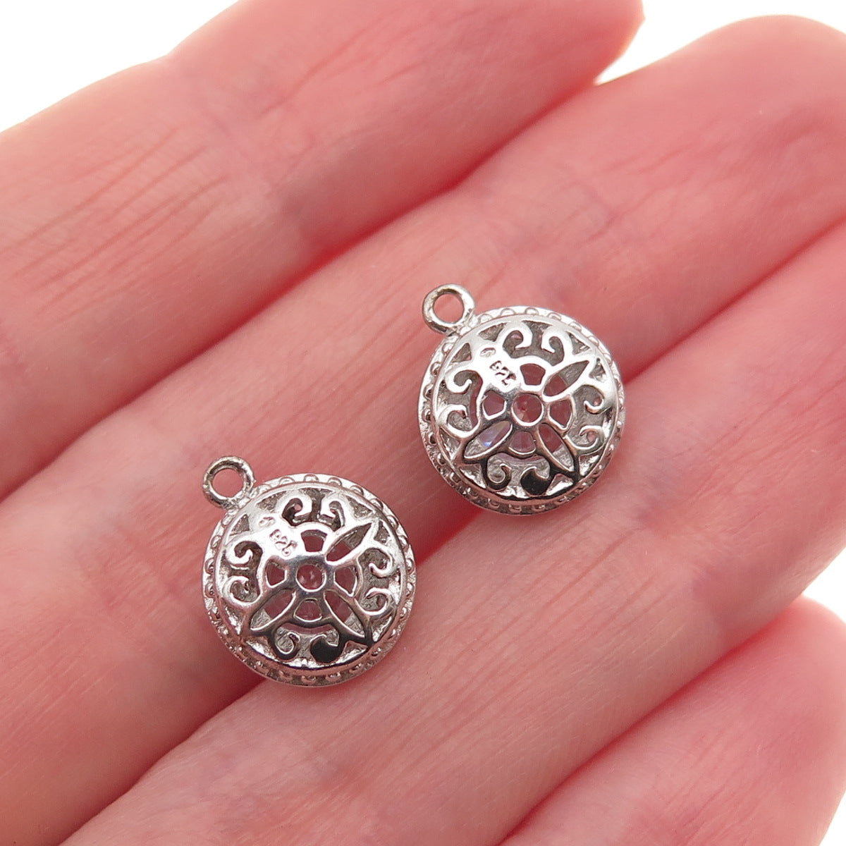 925 Sterling Silver Round-Cut C Z Jacket Earrings