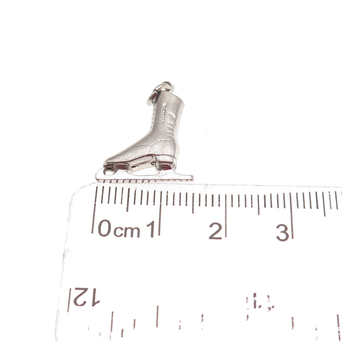 925 Sterling Silver Antique Art Deco Ice Skate 3D Mini Charm Pendant