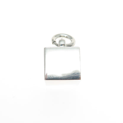 925 Sterling Silver Vintage Cube Spring Ring Mini 3D Charm Pendant