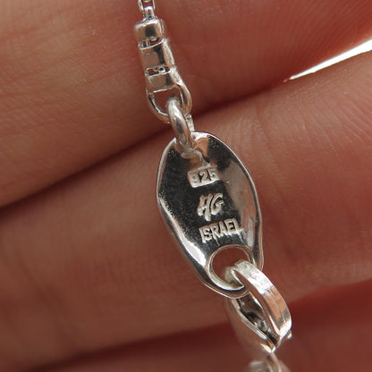 HAGIT GORALI Sterling Vintage Israel Real Pearl Floral Box Chain Necklace 28"