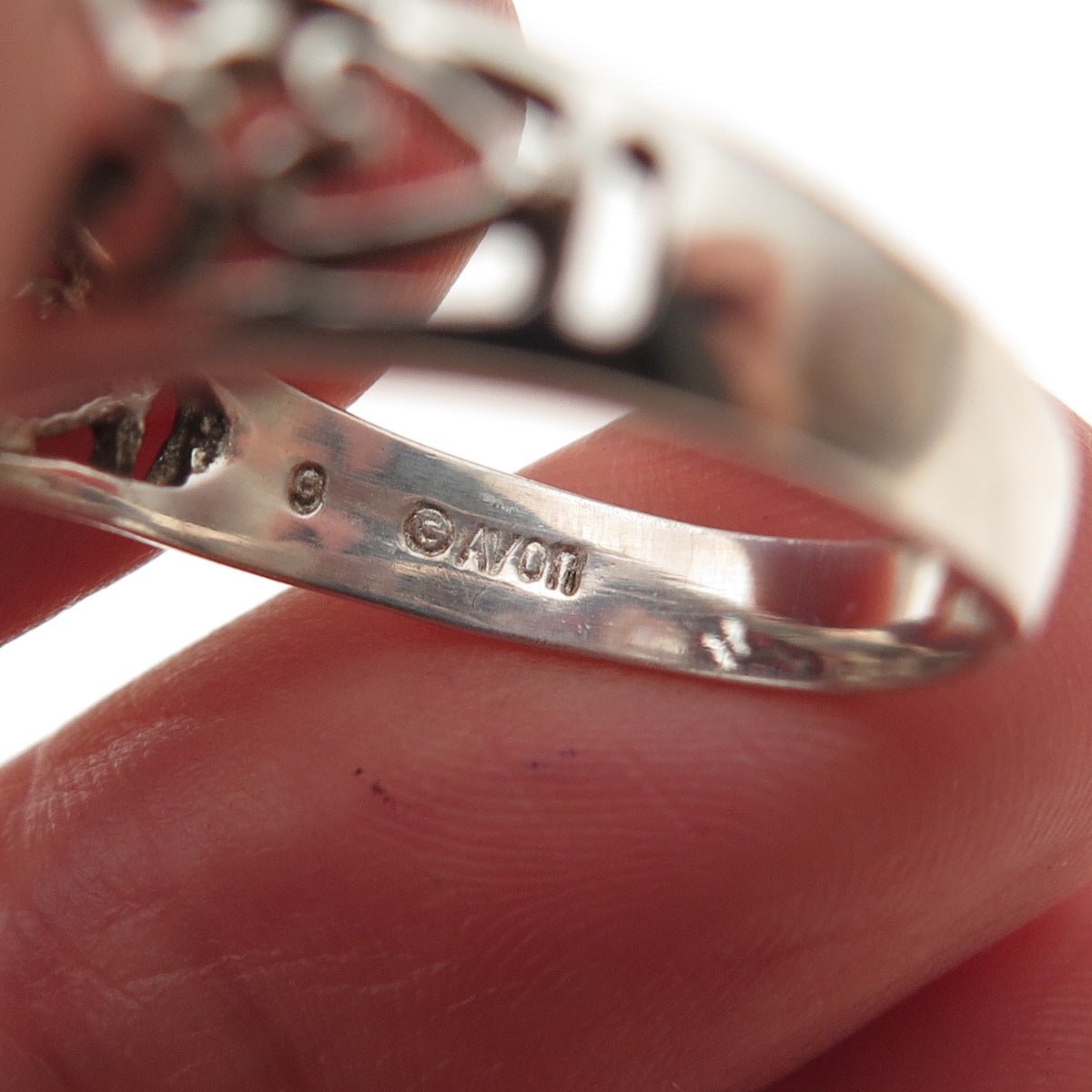 Avon 925 Sterling Silver Vintage Oval-Cut C Z Heart Oxidized Ring Size 9.5