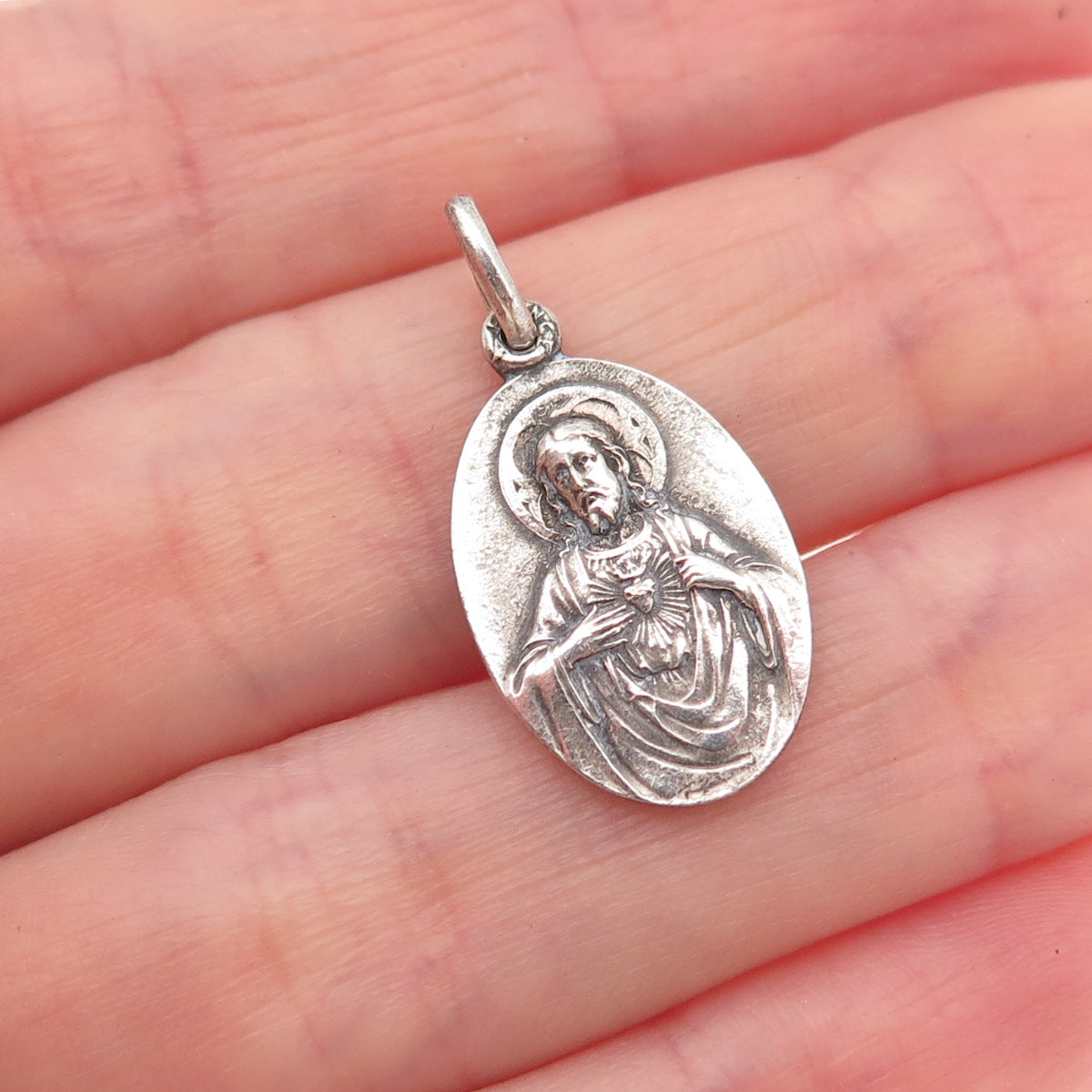 800 Silver Antique France Jesus & Our Lady of Perpetual Help Charm Pendant