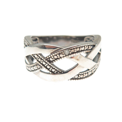 DBJ DEE BERKLE 925 Sterling Silver Real Diamond Accent Woven Ring Size 6