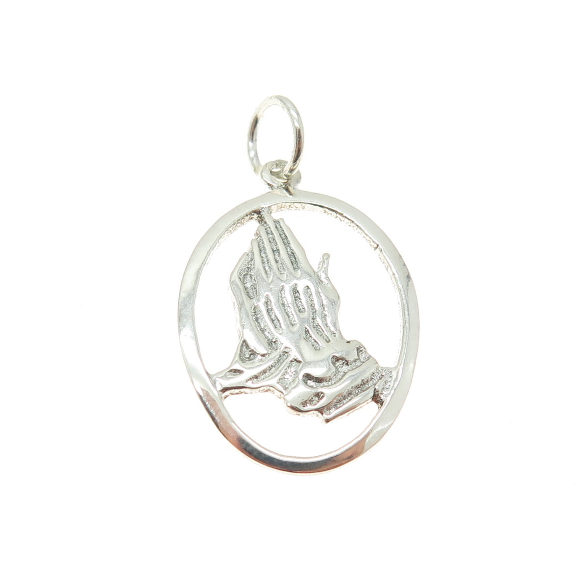 EXPRESS 925 Sterling Silver Vintage Prayer Hands Religious Pendant