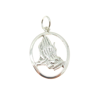 EXPRESS 925 Sterling Silver Vintage Prayer Hands Religious Pendant