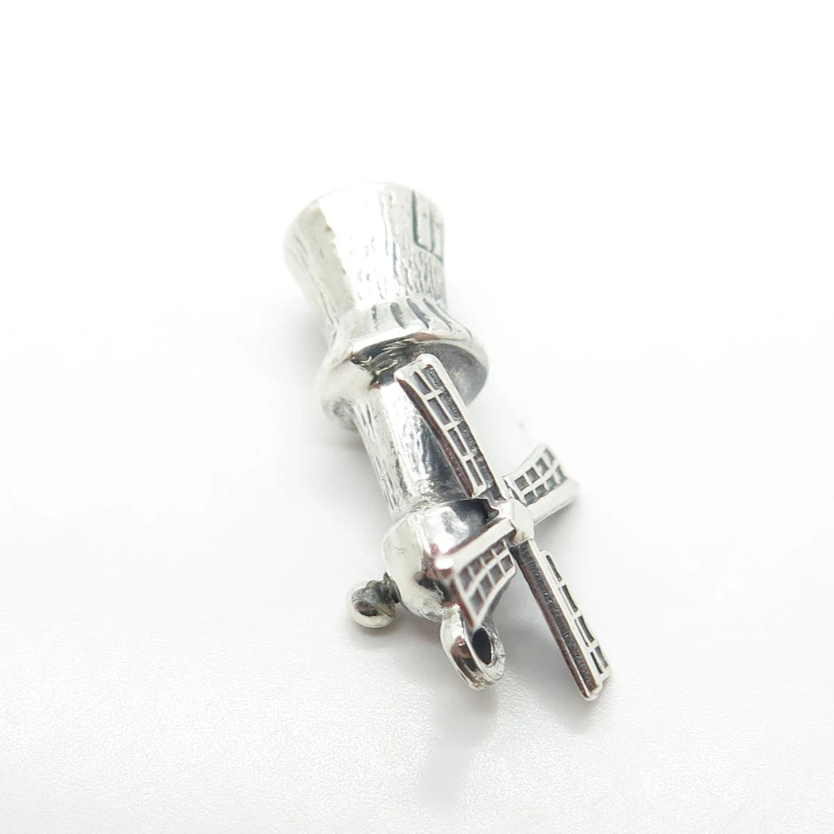 925 Sterling Silver Vintage Old Mill Movable Pendant