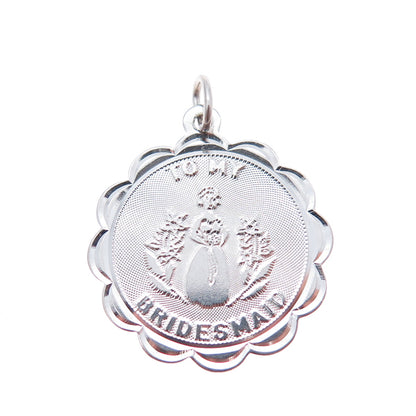 CREA 925 Sterling Silver Vintage To My Bridesmaid Charm Pendant