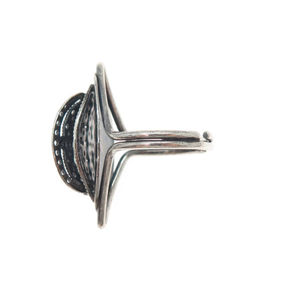 BEAU Sterling Silver Antique Art Deco Filigree Oxidized Adjustable Ring Size 6
