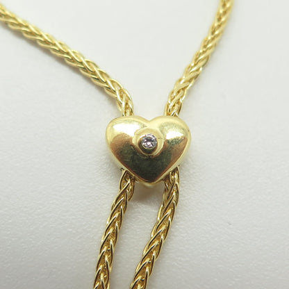 HAN 925 Sterling Silver Gold Plated C Z Bar Bolo Adjustable Bracelet 7-10"