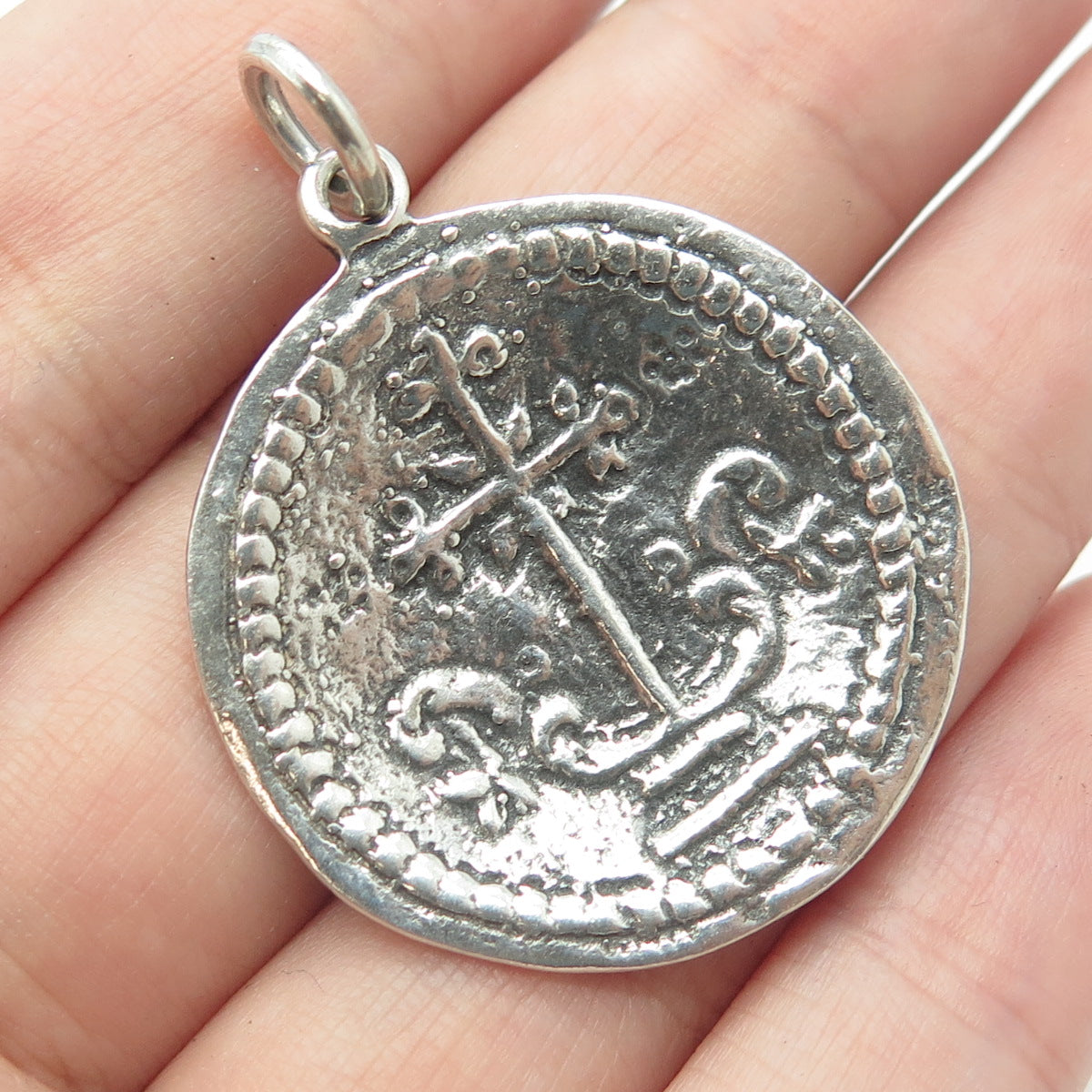 925 Sterling Silver Vintage Medal of The Virgin of Ujué Religious Pendant