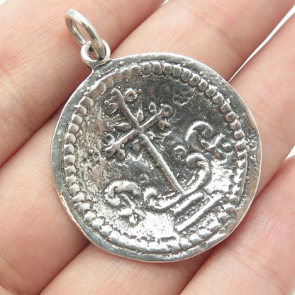 925 Sterling Silver Vintage Medal of The Virgin of Ujué Religious Pendant