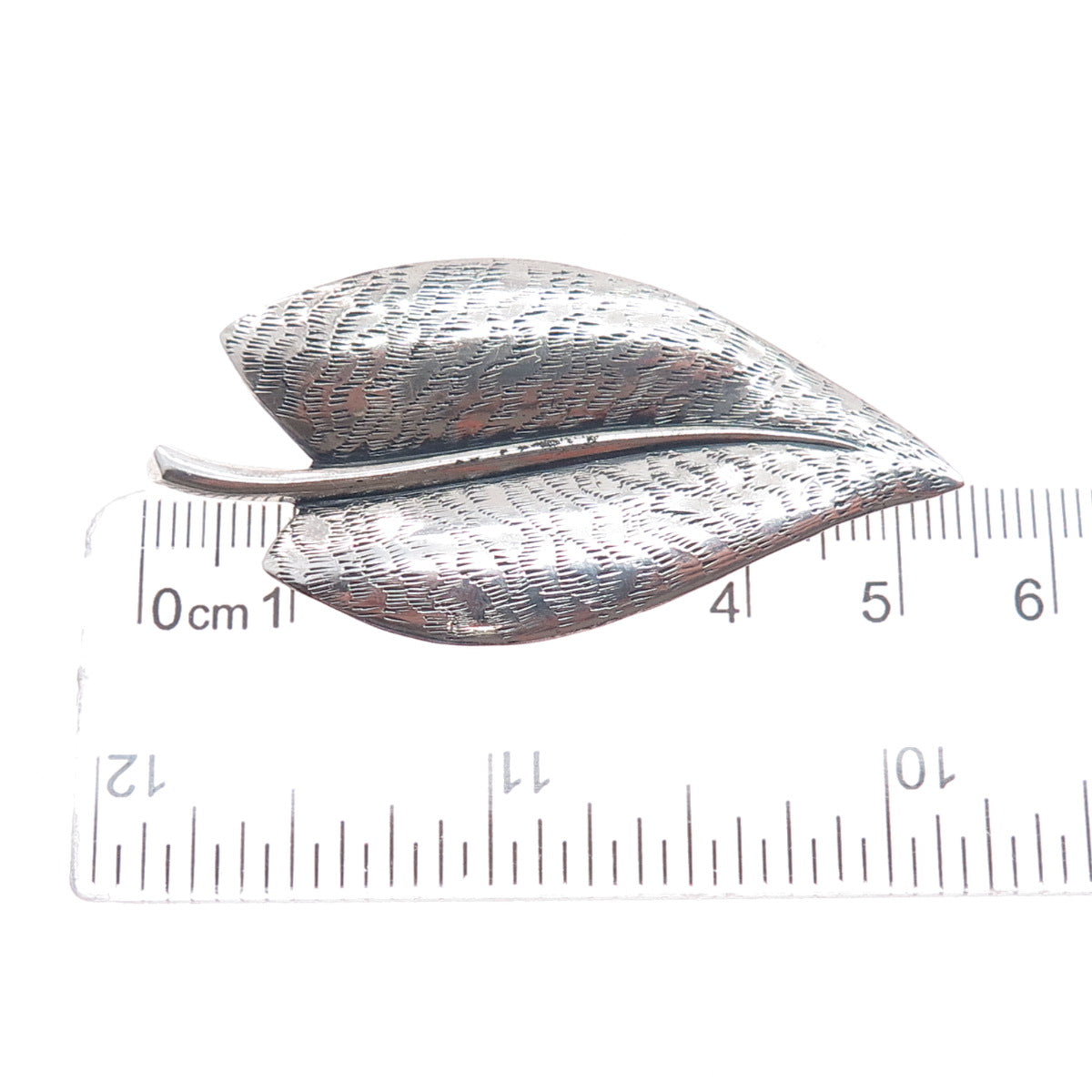 BEAU 925 Sterling Silver Antique Art Deco Floral Leaf Oxidized Pin Brooch