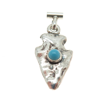 Old Pawn Sterling Silver Vintage Turquoise Snake Eye Arrow Mini Slide Pendant