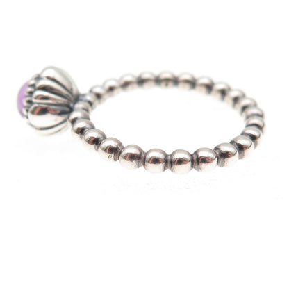 Pandora Sterling Silver Real Amethyst February Birthday Blooms Ring Size 5.25