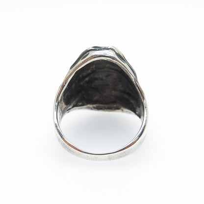 925 Sterling Silver Vintage Modernist Ribbed Dome Oxidized Ring Size 4.75