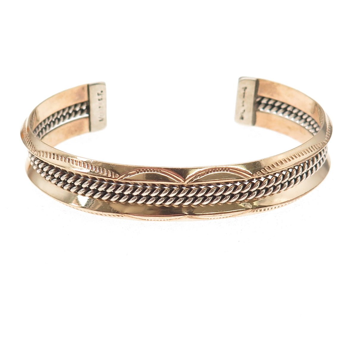 Verna Tahe Navajo Old Pawn Sterling Silver 1/20 12K GF Adjustable Bracelet 6"