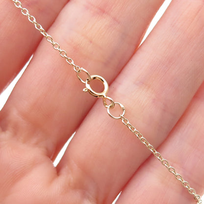 925 Sterling Silver Gold Plated Blue & White C Z Cable Chain Necklace 18"