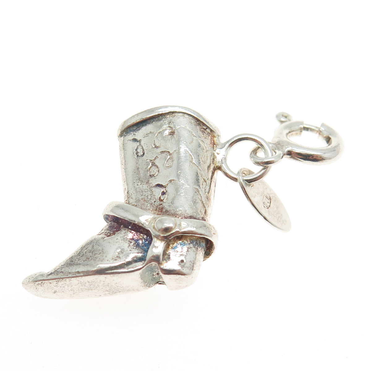 925 Sterling Silver Vintage Italy Cowboy Boot 3D Charm Pendant