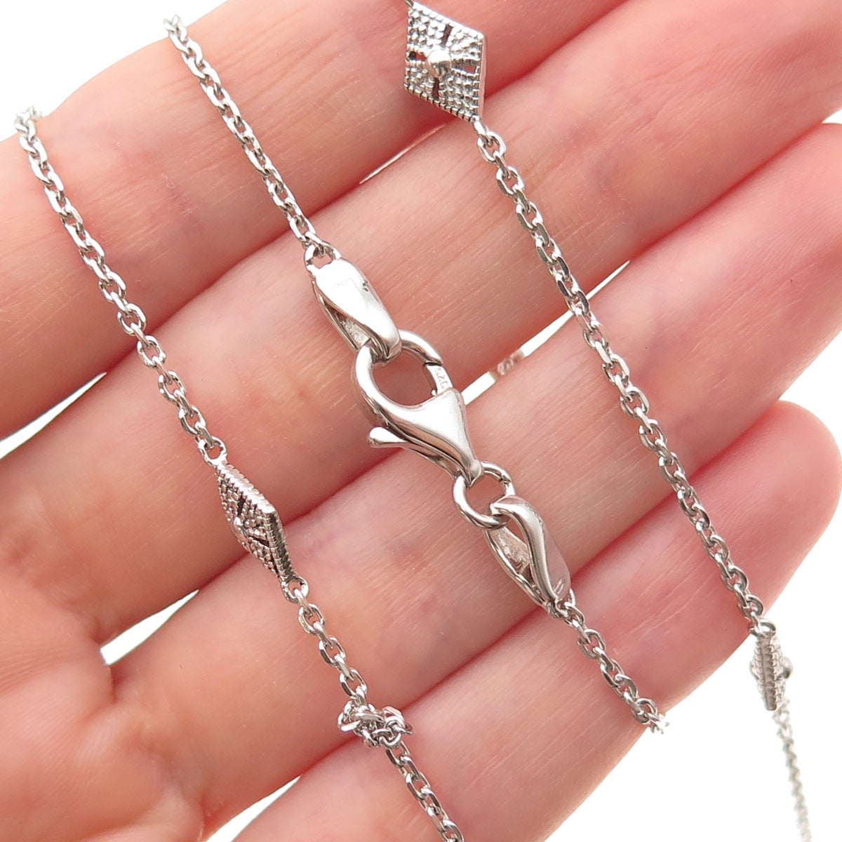 925 Sterling Silver Vintage Station By The Yard Cable Chain Necklace 36"
