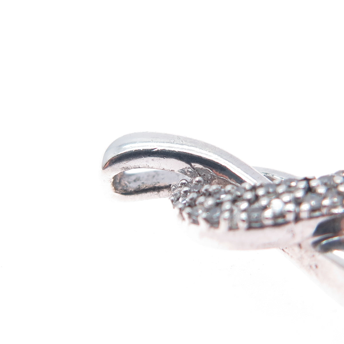 925 Sterling Silver Real Round-Cut Diamond Infinity Knot Slide Charm Pendant