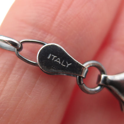 925 Sterling Silver Vintage Italy Lock & Key Oxidized Chain Necklace 16"