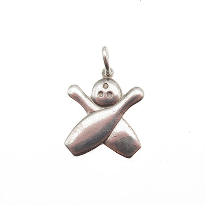 ORB Otto Robert Bade Sterling Silver Vintage Bowling Ball & Pins Mini Pendant