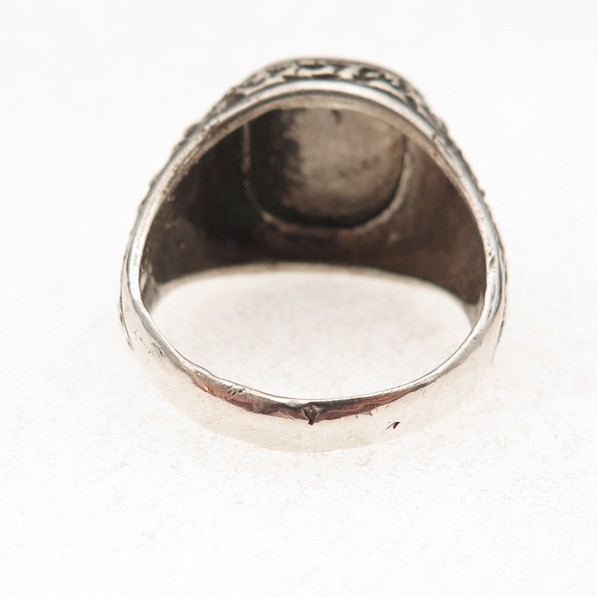 925 Sterling Silver Vintage Sagittarius Zodiac Sign Oxidized Signet Ring Size 11