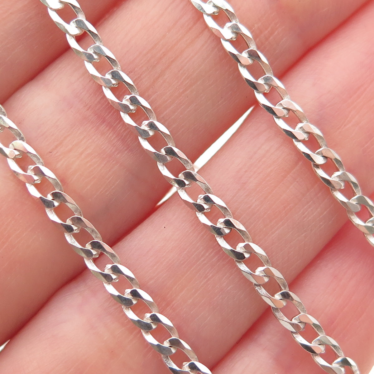 P. Lux 925 Sterling Silver Vintage Italy Curb Chain Necklace 20"