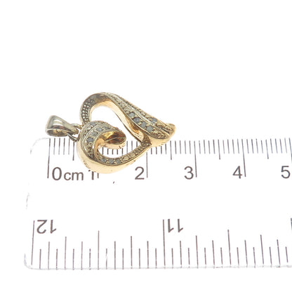 925 Sterling Silver Gold Plated Real Round-Cut Diamond Heart Minimalist Pendant