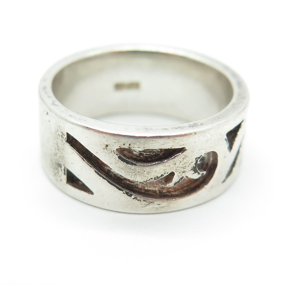 THE KISS 925 Sterling Silver Vintage Scroll Band Ring Size 7.75