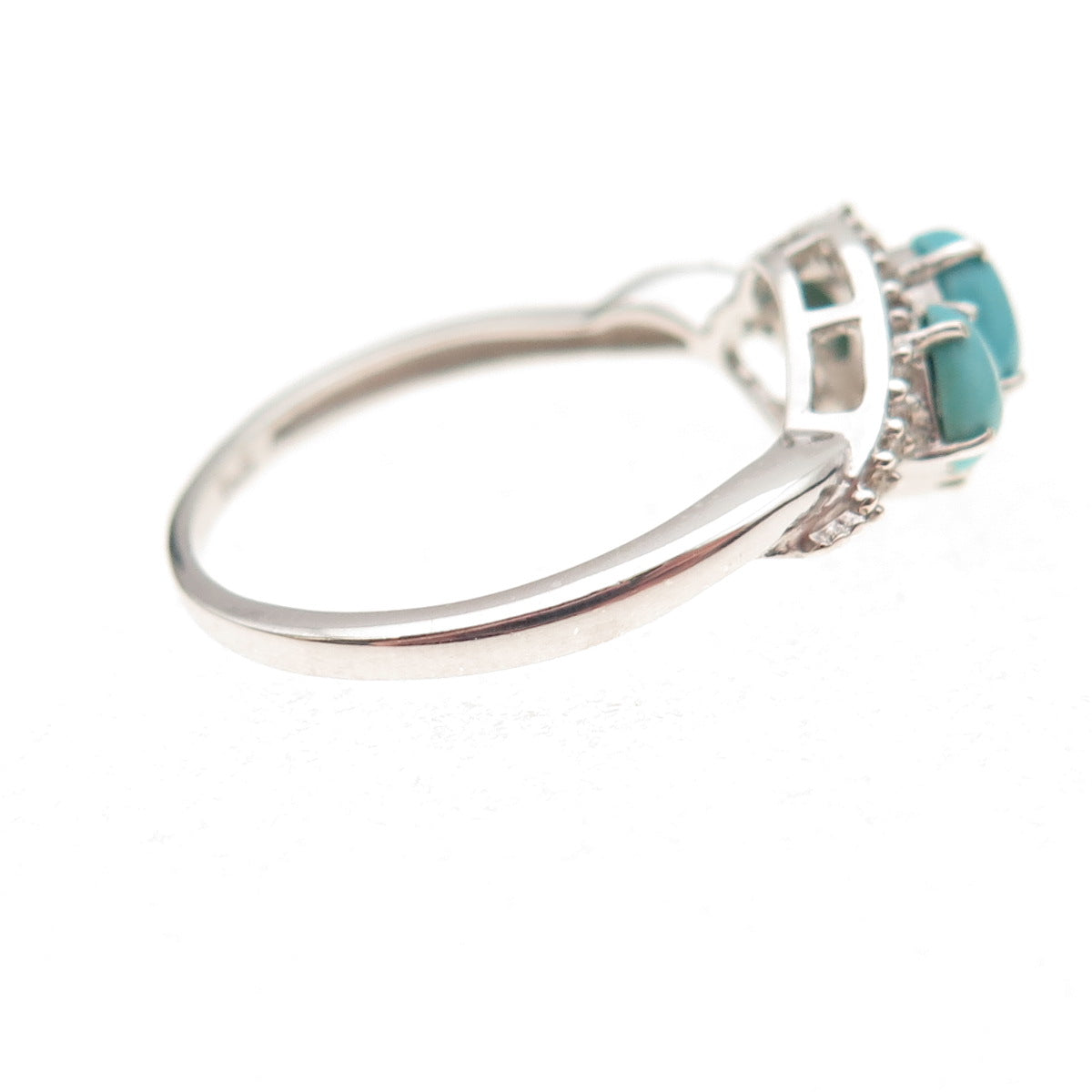Chuck Clemency Sterling Silver Real Turquoise White Topaz & Peridot Ring Size 8