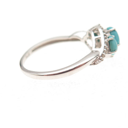 Chuck Clemency Sterling Silver Real Turquoise White Topaz & Peridot Ring Size 8