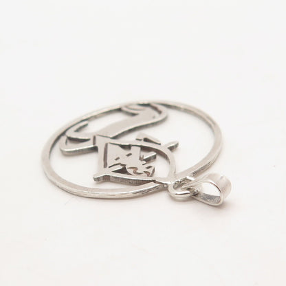 925 Sterling Silver Vintage Mexico "Sagittarius" Zodiac Sign Round Pendant