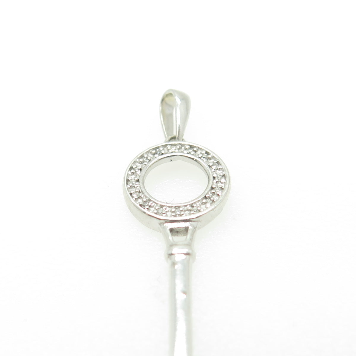 925 Sterling Silver Real Round-Cut White Diamond Circle of Life Key Pendant