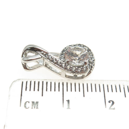 925 Sterling Silver Real White Topaz Gemstone Slide Pendant