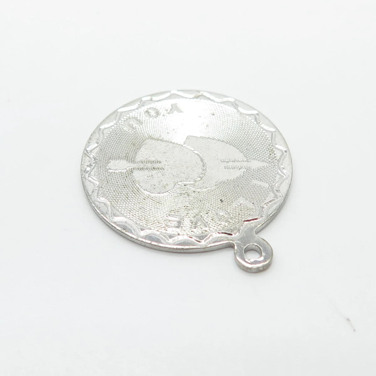 925 Sterling Silver Vintage "I Love You" Round Pendant
