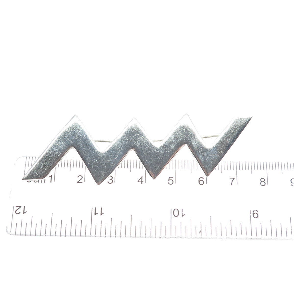 925 Sterling Silver Vintage Mexico Modernist Zig Zag Pin Brooch