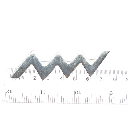 925 Sterling Silver Vintage Mexico Modernist Zig Zag Pin Brooch