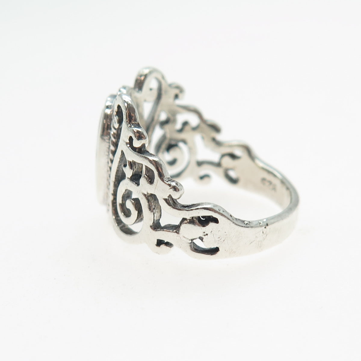 925 Sterling Silver Vintage Real Carnelian Swirl Oxidized Ring Size 6