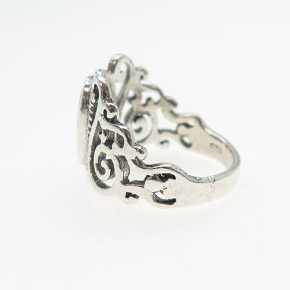 925 Sterling Silver Vintage Real Carnelian Swirl Oxidized Ring Size 6