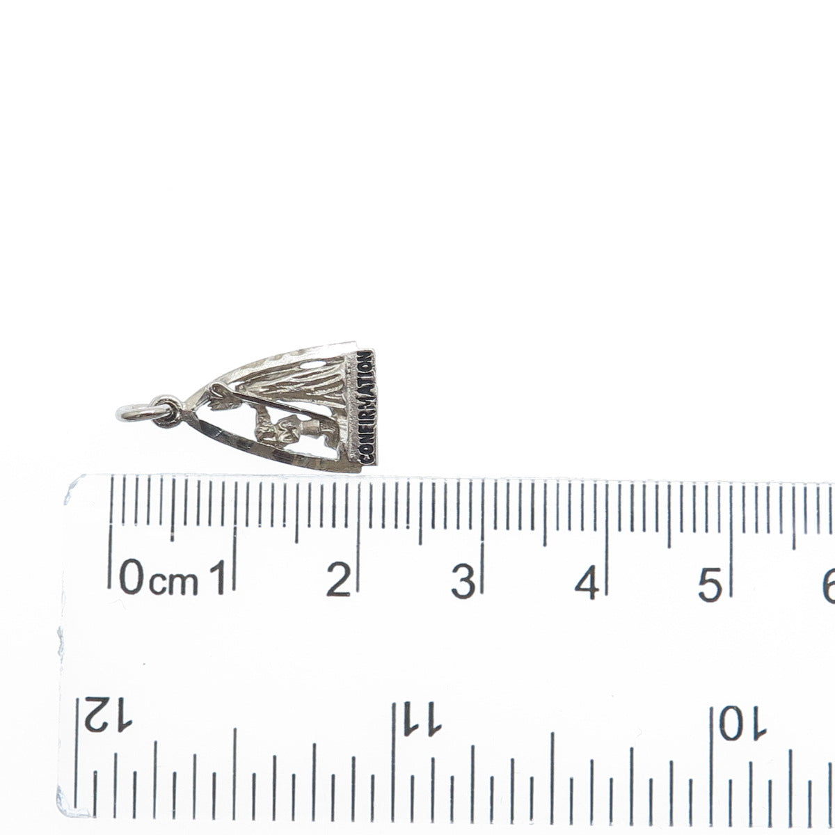 925 Sterling Silver Vintage Confirmation Oxidized Minimalist Charm Pendant