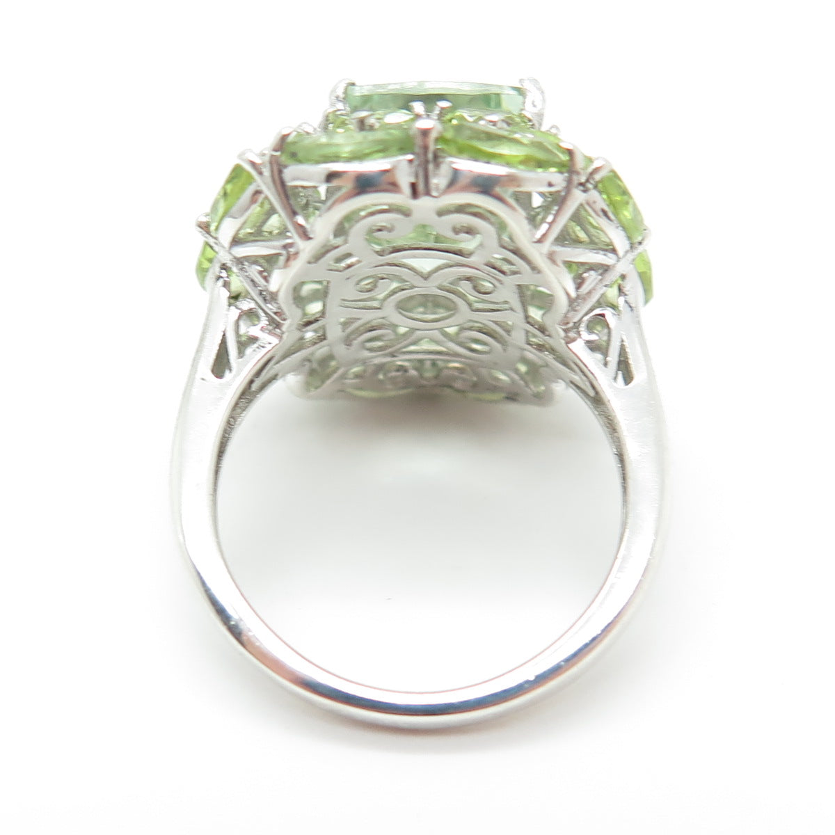 CHUCK CLEMENCY 925 Sterling Silver Real Green Amethyst & Peridot Ring Size 8