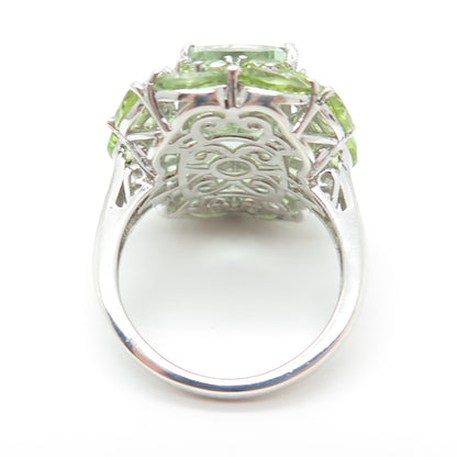 CHUCK CLEMENCY 925 Sterling Silver Real Green Amethyst & Peridot Ring Size 8