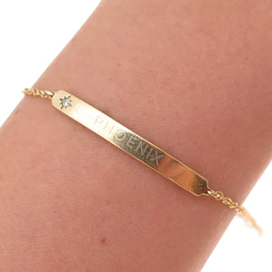 Awe Inspired 925 Sterling Gold Plated Real Diamond Phoenix ID Bracelet 6-6.75"