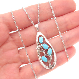 925 Sterling Real Sleeping Beauty Turquoise Singapore Chain Necklace 18-20"