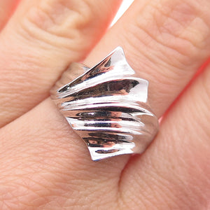 925 Sterling Silver Vintage Modernist Bypass Ring Size 8.75
